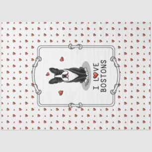 I Love Bostons Boston Terriers (black & white) Tissue Paper