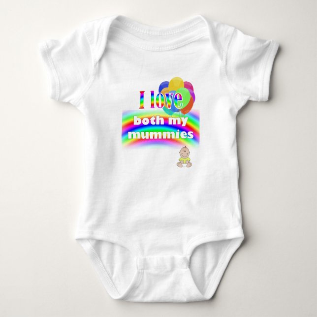 I love both my mummies: lesbian parenting baby bodysuit (Front)