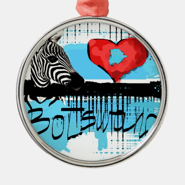 I love Botswana Metal Tree Decoration (Front)