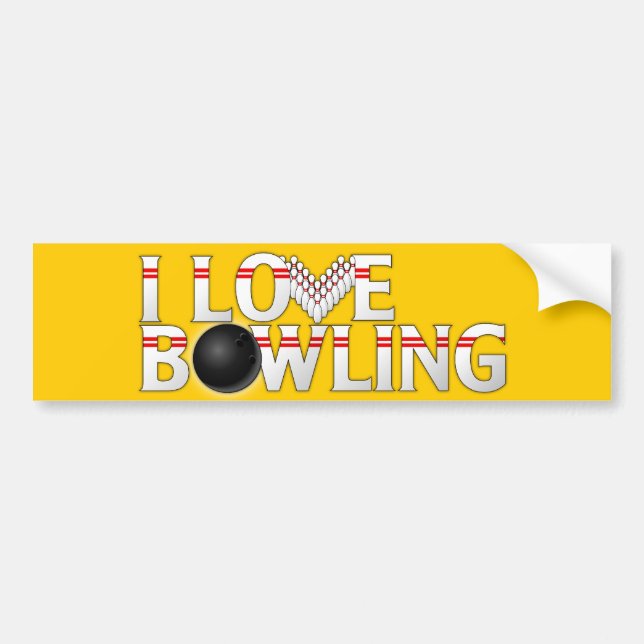 I Love Bowling Bumper Sticker (Front)