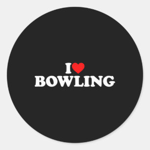 I Love Bowling Classic Round Sticker