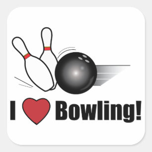 I Love Bowling! Square Sticker
