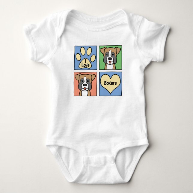 I Love Boxers Baby Bodysuit (Front)