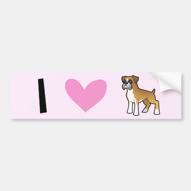 I Love Boxers Bumper Sticker (Front)