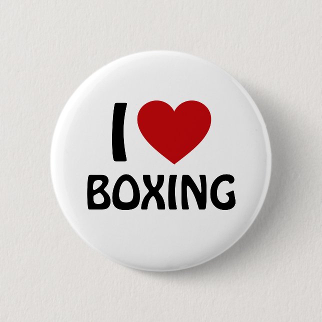 I love BOXING 6 Cm Round Badge (Front)