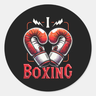I Love Boxing Red Boxing Gloves Heartshape Love Bo Classic Round Sticker