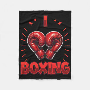 I Love Boxing Red Boxing Gloves Heartshape Love Bo Fleece Blanket