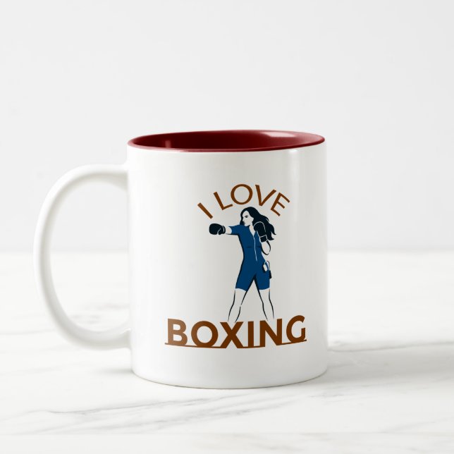 I Love Boxing  Two-Tone Coffee Mug (Left)