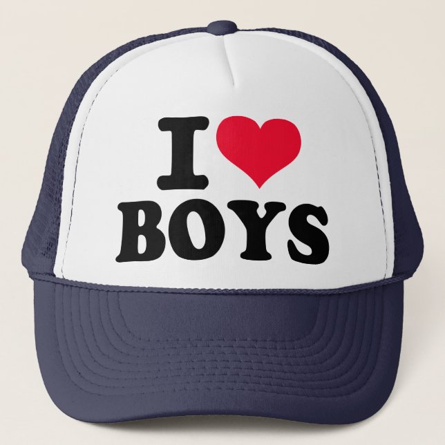 I love boys trucker hat (Front)
