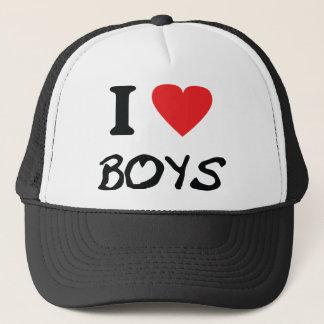 i love boys trucker hat