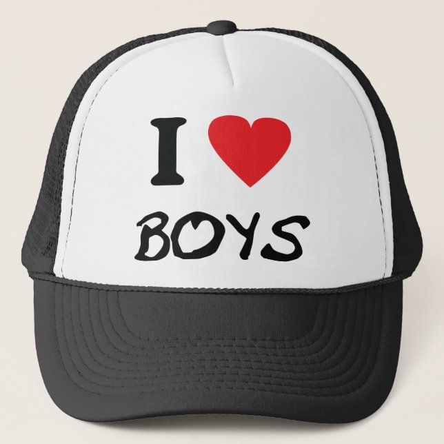 i love boys trucker hat (Front)