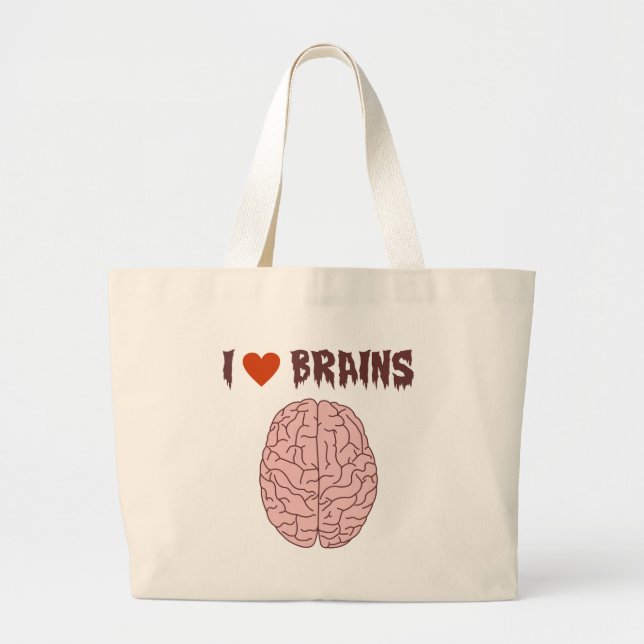 I Love Brains Large Tote Bag (Front)