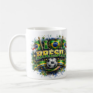 I love Brazil 2026 Soccer Fan Coffee Mug