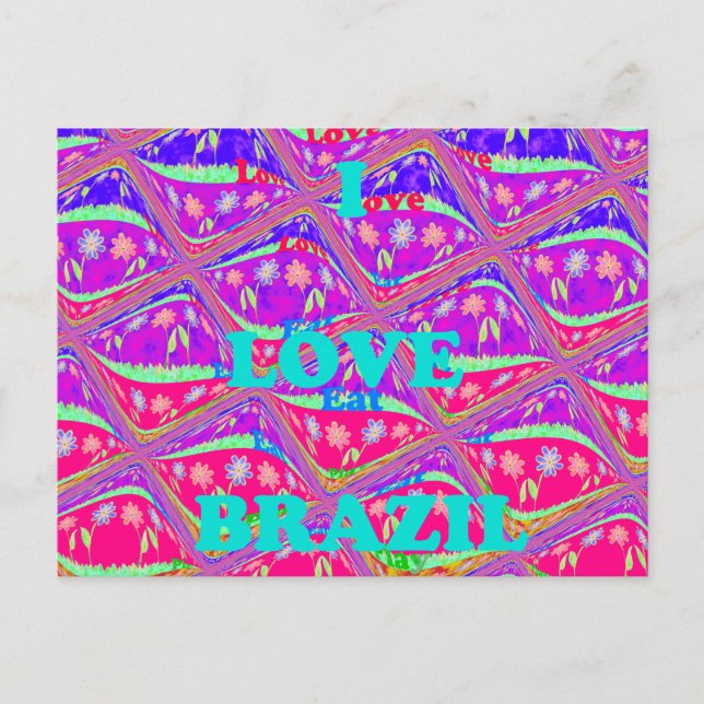 I love Brazil: Beautiful Samba traditional colours Postcard (Front)