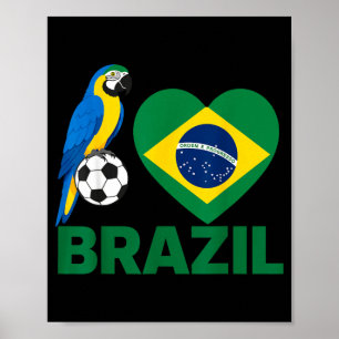 I Love Brazil Brazilian Flag Heart Women Kids Poster