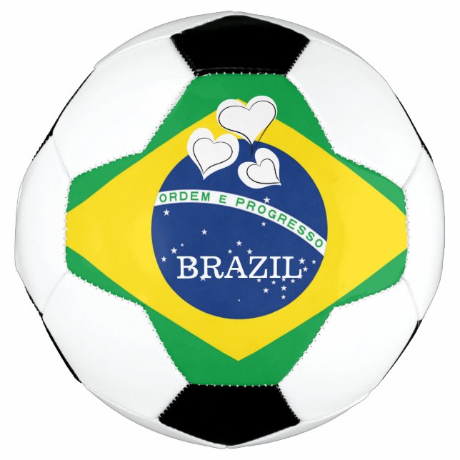I love Brazil - Brazilian Flag Soccer Ball (Front)