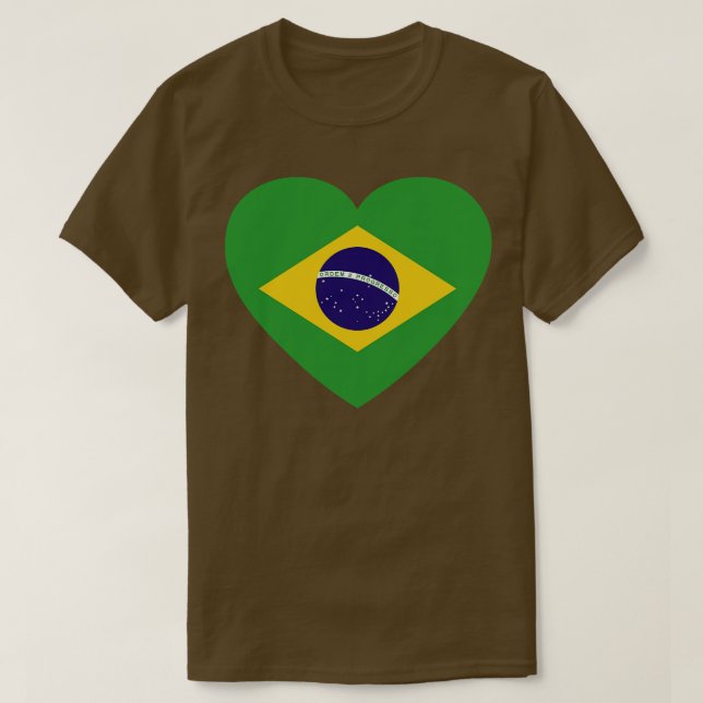 I Love Brazil HeartShaped Brazilian Flag T-Shirt (Design Front)