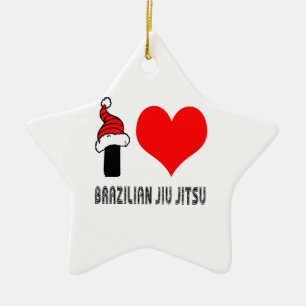 I Love Brazilian Jiu-Jitsu Design Ceramic Tree Decoration