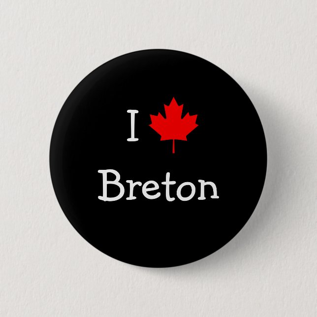 I Love Breton 6 Cm Round Badge (Front)