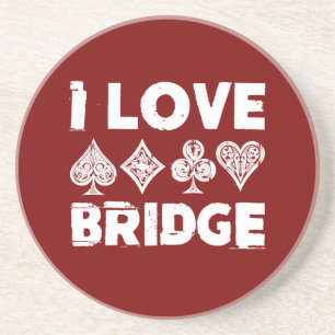 I Love Bridge Card Game Player Coaster