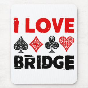 I Love Bridge Card Game Player Enthusiast Mouse Pad
