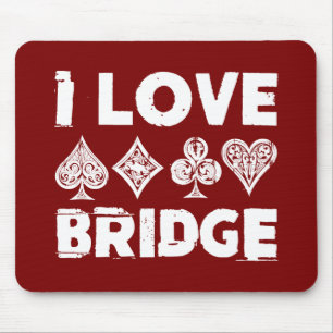 I Love Bridge Card Game Player Mouse Pad