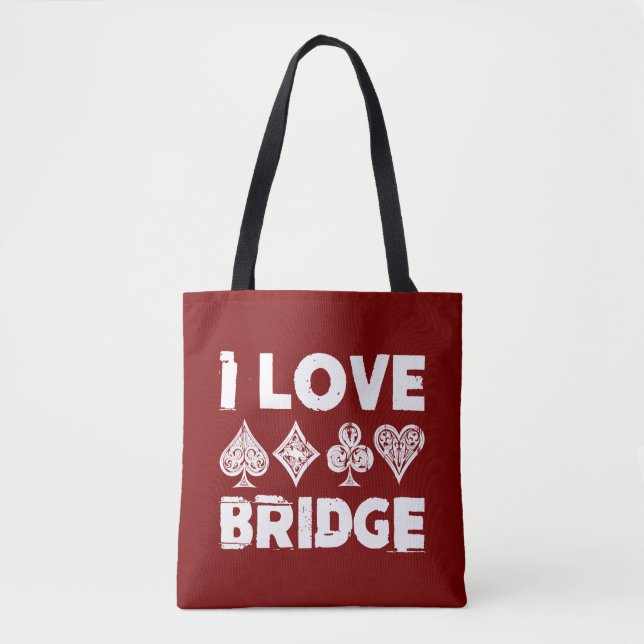 I Love Bridge Card Game Player Tote Bag (Front)