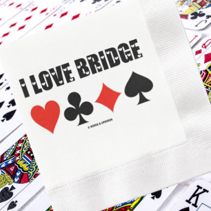 I Love Bridge Four Card Suits Napkin