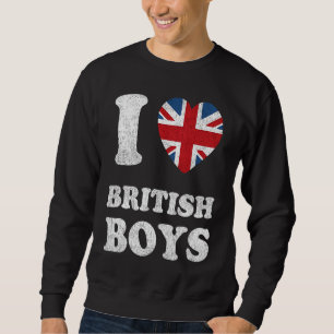 I Love British Boys UK Union Jack Heart Flag Sweatshirt