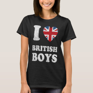 I Love British Boys UK Union Jack Heart Flag T-Shirt