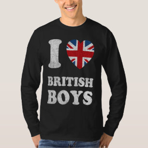 I Love British Boys UK Union Jack Heart Flag T-Shirt