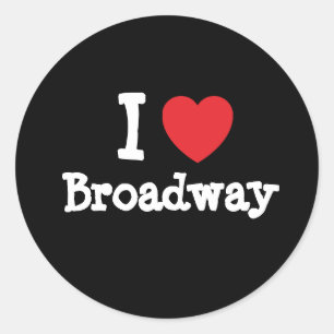 I love Broadway heart custom personalised Classic Round Sticker