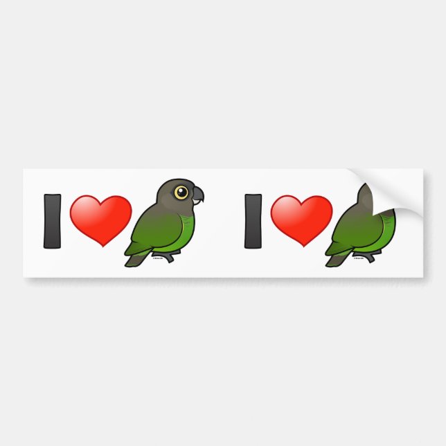 I Love Brown-headed Parrots Bumper Sticker (Front)