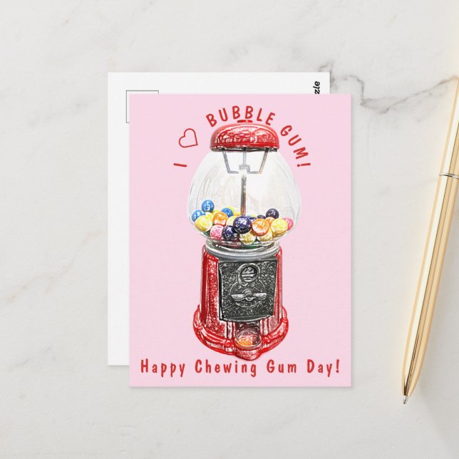 I Love Bubble Gum  Postcard (Front/Back In Situ)