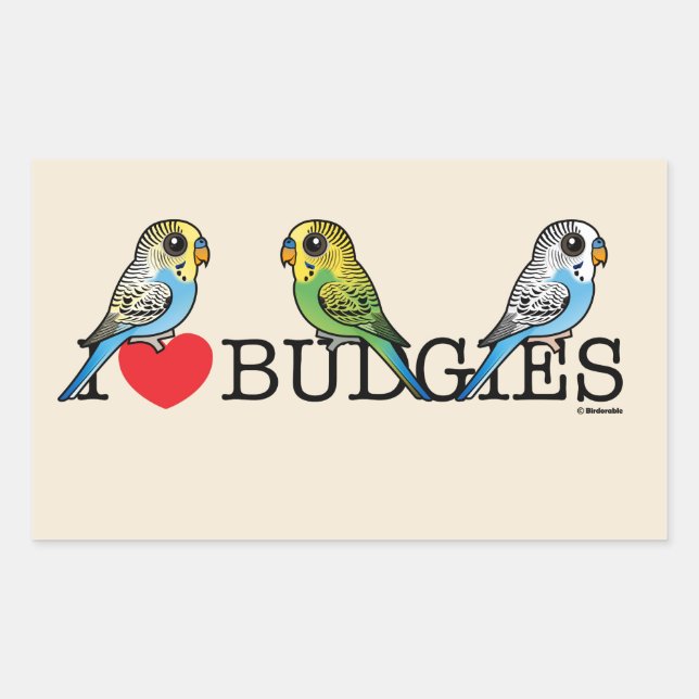 I Love Budgies Rectangular Sticker (Front)