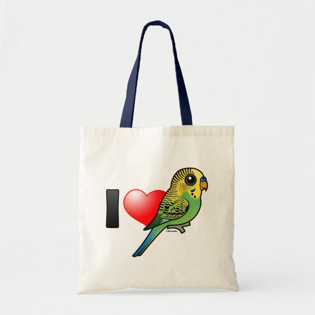 I Love Budgies Tote Bag (Front)