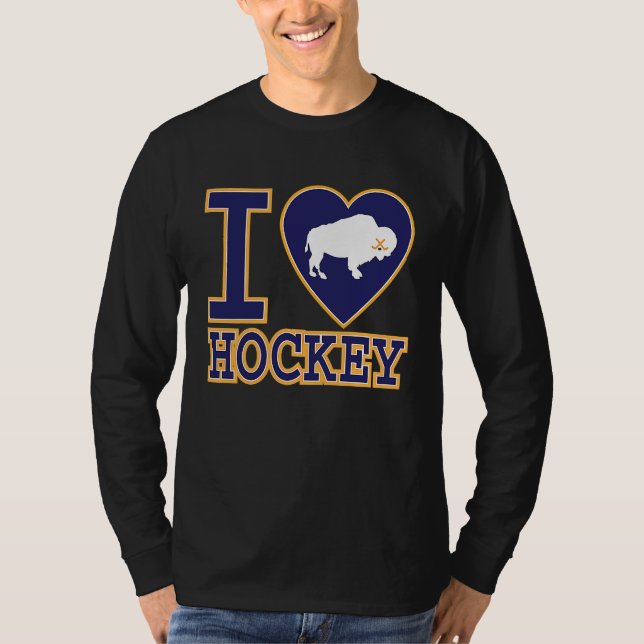 I LOVE BUFFALO HOCKEY  heart NY New York lovers fa T-Shirt (Front)