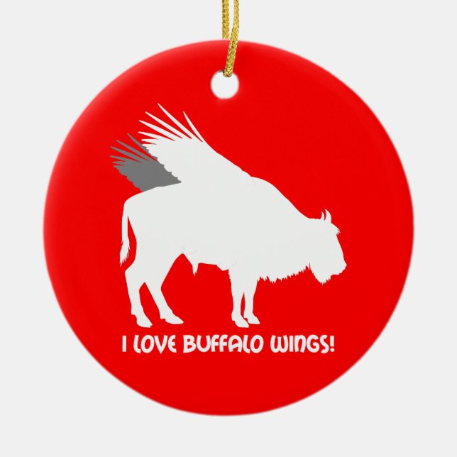 I love buffalo wings ceramic tree decoration (Front)