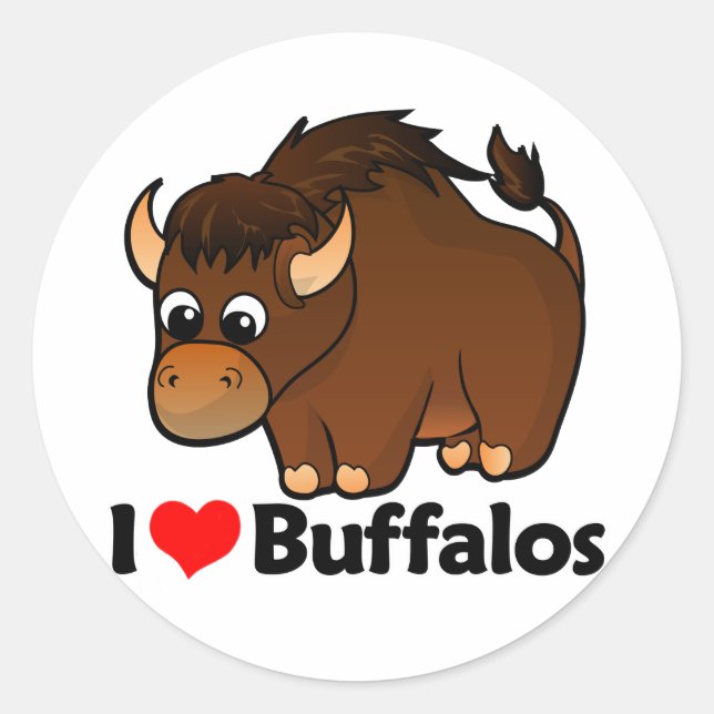 I Love Buffalos Classic Round Sticker (Front)