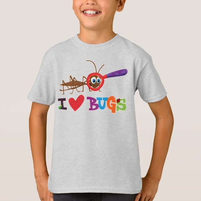 I Love Bugs Gift for Kids Cute Walking Stick Bug T-Shirt (Front)