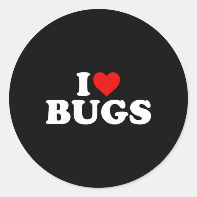 I Love Bugs - Heart  Classic Round Sticker (Front)