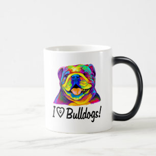 I Love Bulldogs in Colours Magic Mug