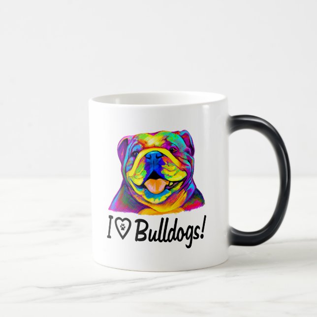 I Love Bulldogs in Colours Magic Mug (Right)