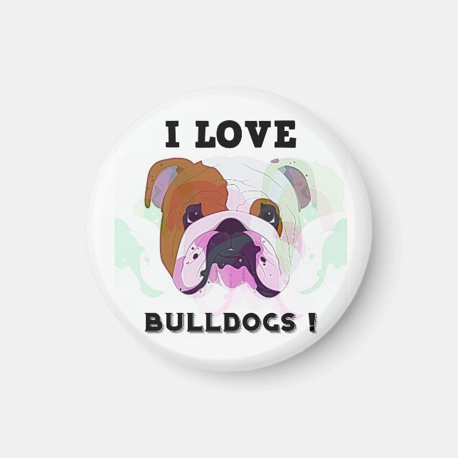 I Love Bulldogs Magnet (Front)