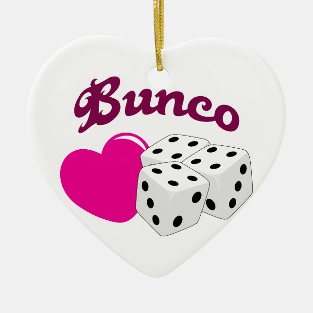 I Love Bunco Ceramic Tree Decoration (Front)