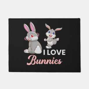 I Love Bunnies Funny Easter Day Rabbit Doormat