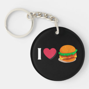 I Love Burger Cheeseburger Unhealthy Eating Key Ring
