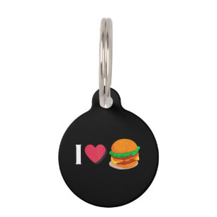 I Love Burger Cheeseburger Unhealthy Eating Pet Tag
