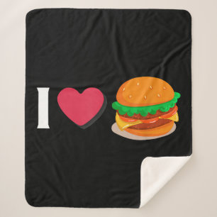 I Love Burger Cheeseburger Unhealthy Eating Sherpa Blanket