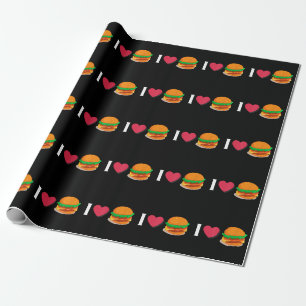 I Love Burger Cheeseburger Unhealthy Eating Wrapping Paper